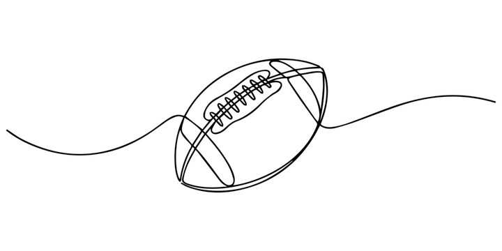 One continuous line drawing American football ball. sport ball concept, American football ball in single continuous line style. One line drawing of Rugby ball. Editable stroke drawing. American footba