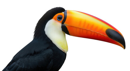 Naklejka premium Toucan bird head close-up, isolated on white background
