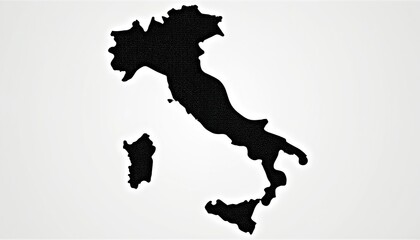 Obraz premium Black silhouette of Italy map on white background. Includes Sardinia and Sicily islands. Simple graphic design for travel or geography themes.