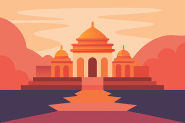 Historic Temple Riverside Illustration