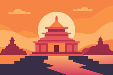 Historic Temple Riverside Illustration