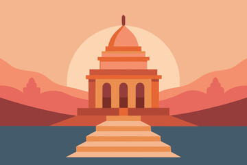 Historic Temple Riverside Illustration