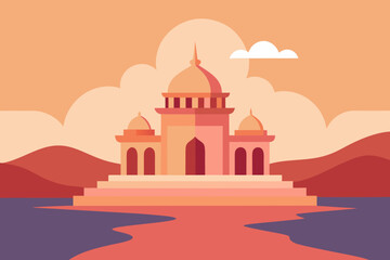 Historic Temple Riverside Illustration