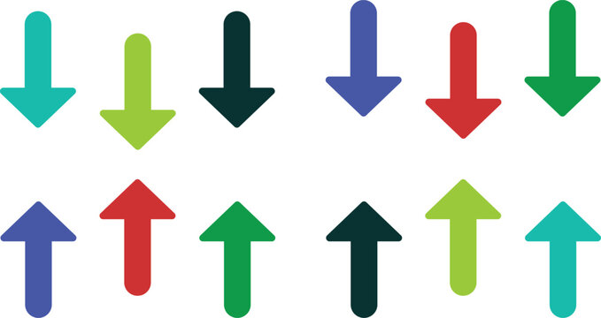 Colorful Up Down Arrow Icon Set Direction Pointer Vector Collection