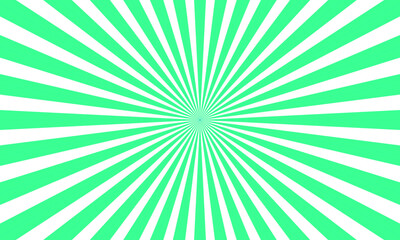 Fototapeta premium Green-white patterns background. Sun rays.