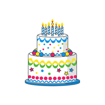 A colorful cartoon illustration of a two tier birt
