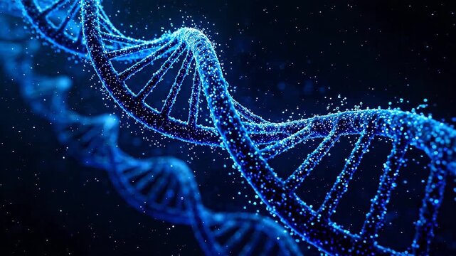 Blue DNA double helix structure