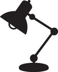 Black desk lamp with adjustable arm and round base