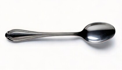 Elegant Silver Spoon on White Background for Culinary Use.