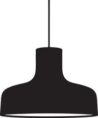 Black pendant lamp with a wide shade and a hanging cord