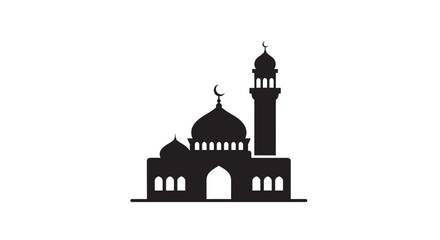 Mosque silhouette with dome and minaret on white background with copy space © Designer Orchi