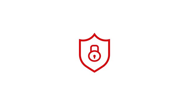 Minimalist red shield with padlock icon for cyber security and online safety