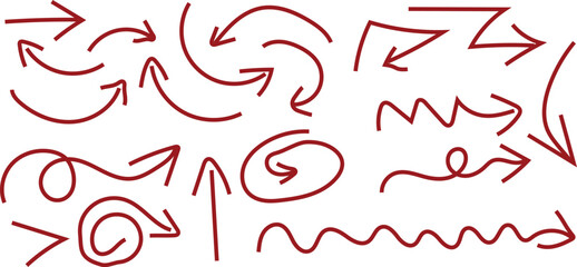 Obraz premium Hand Drawn Doodle Arrow Sketch Direction Symbol Vector Collection