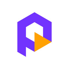 Letter P play media modern logo design