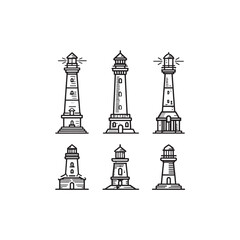Lighthouse icon line art maritime guidance structure 