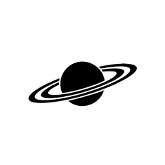 Minimalist Black Saturn Planet Icon