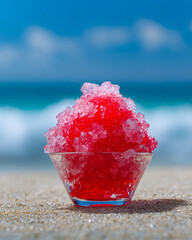 夏色が映えるビーチのかき氷