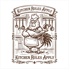 Obraz premium Kitchen rules apply kitchen rules apply Tshirt Design, Sarcastic Cutting Board Art, Funny Kitchen Engraving, Laser Cutting Board Design, Cute Kitchen Quote ClipArt