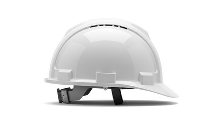 White safety helmet isolated on white background. Construction hard hat protective equipment