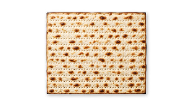 Matzo Unleavened Bread Isolated on White Background, Traditional Jewish Passover Food
