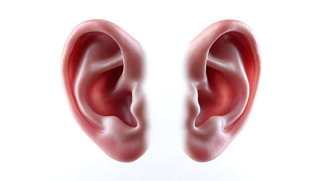 Two Human ears with detailed structure, the main organs of hearing. It displays the complexity of the human body