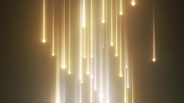 白から淡い金色へと変化するグラデーション背景に、縦方向へ静かに降りる光漏れ。
微細な輝きと柔らかな発光が、安心感と前向きな感情を演出します。