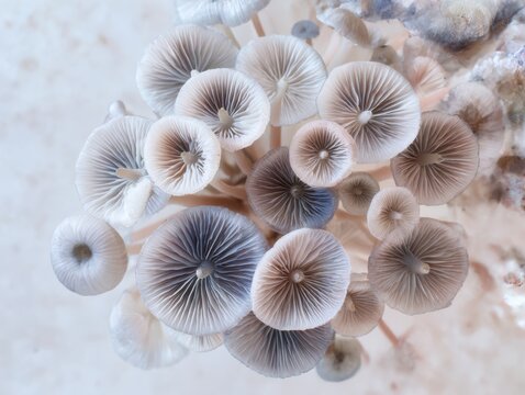 Pastel Mushroom Gills Macro
