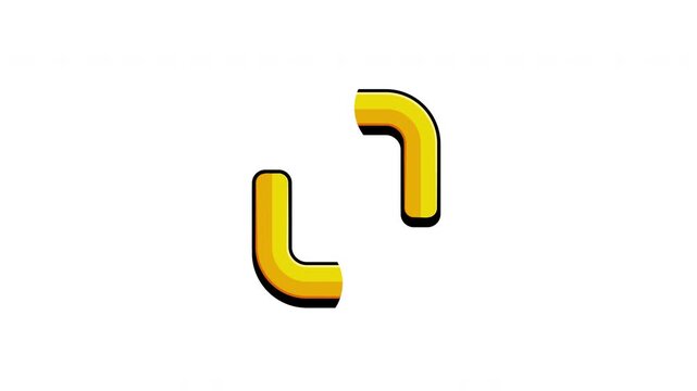 Animated yellow arrows forming a circular motion or rotation frame for direction navigation and process flow concept clips