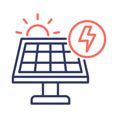 solar panel with sun and lightning bolt icon