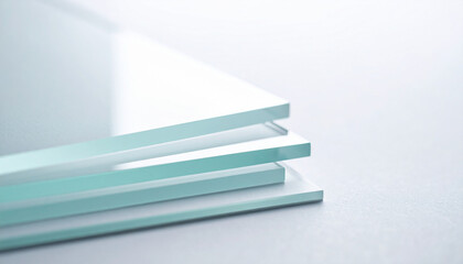 ミントグリーンのガラス棒が交差する清涼感ある構成