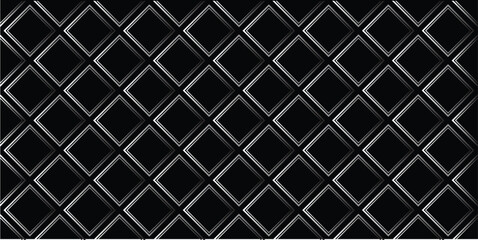 Seamless black geometric lattice pattern with metallic diamond grid design. Elegant dark background texture for luxury branding, wallpaper, and packaging. Modern abstract repeat ideal for print 