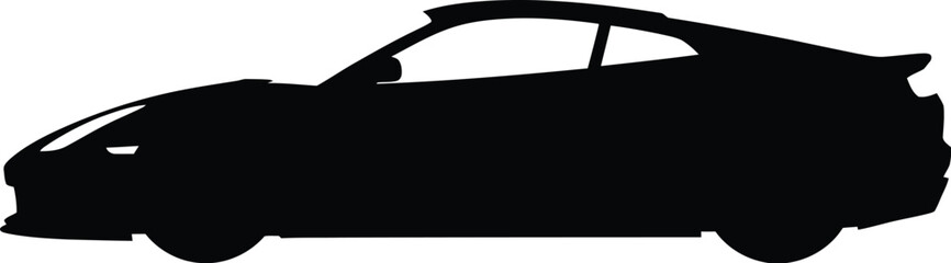 Obraz premium Silhouette of sports car viewed from side on road with vehicle, automobile, transport