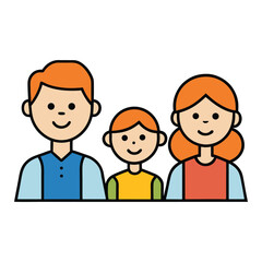 Fototapeta premium Charming family icons set featuring parents, children, and grandparents in simple, friendly style. Perfect for apps, websites, or prints showing love, unity, care, and family life. 