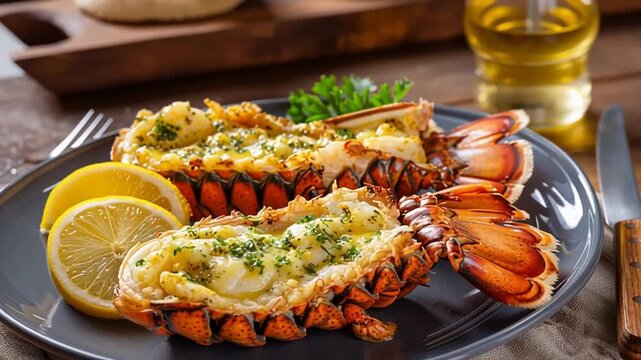 grilled lobster tail with garlic butter