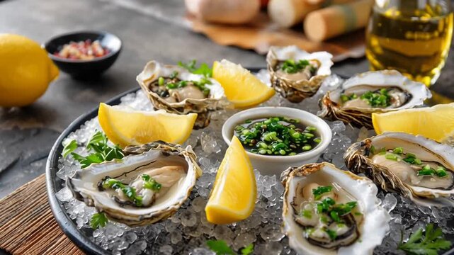 fresh oysters on crushed ice