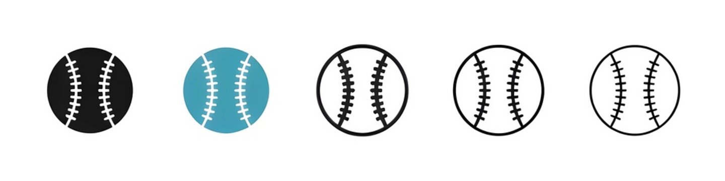 Baseball line icon set in Flat and Outline Style Isolated on White Background. simple ball vector icon. cricet ball sign for UI designs.