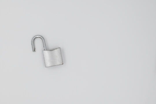 Open Silver Padlock Isolated on White Background