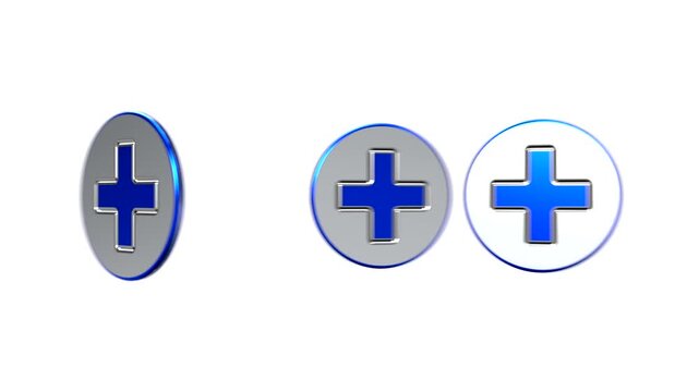 spinning 3d plus signs on white background
