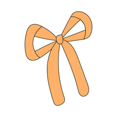 Orange ribbon bow vector doodle illustration