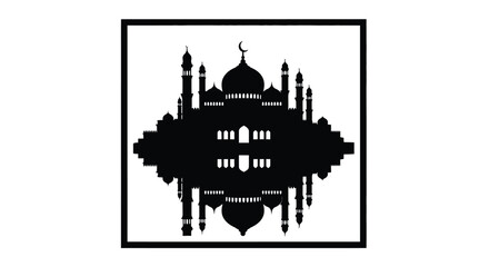 Obraz premium Islamic mosque silhouette in a square frame with copy space
