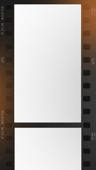 Vintage Film Strip Frame with Orange Light Leak Burn Left