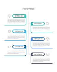 Fototapeta premium 6 Options infographic template for business presentation. Strategy, plan and data visualization. Vector illustration.