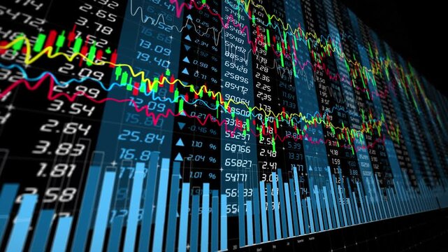 Stock market and financial investment trend charts.
