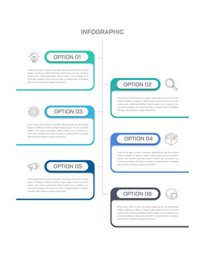 6 Options infographic template for business presentation. Strategy, plan and data visualization. Vector illustration.