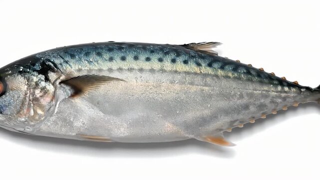 Isolated Chub Mackerel on White Background Perfect for Seafood Advertising or Culinary Education Mackerel Fish, Silver