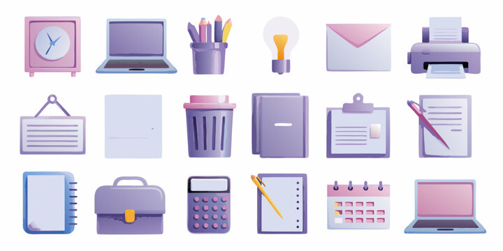 Collection of pastel colored office supplies and electronic devices