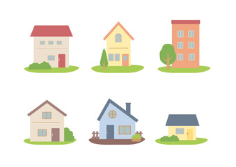 家のイラストセット　家のアセット　シンプル　建築素材　素材