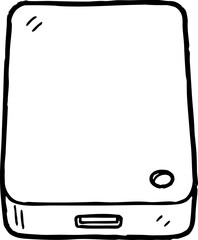 Simple doodle drawing of portable external hard disk drive