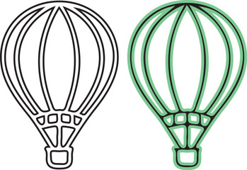 Obraz premium A colorful hot air balloon vector design depicts a fun flying adventure as the aircraft travels up through the sky with a basket for transportation and freedom