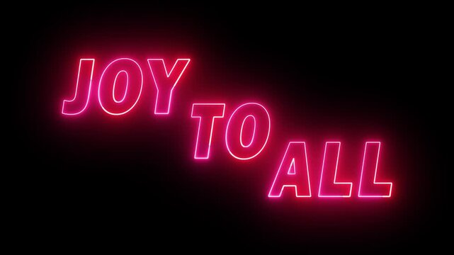 Neon Joy to All Text Sign Wishing Merry Christmas 4k.
